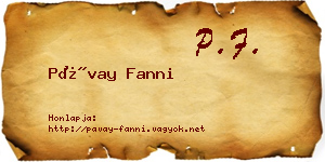 Pávay Fanni névjegykártya
