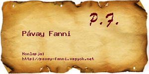 Pávay Fanni névjegykártya